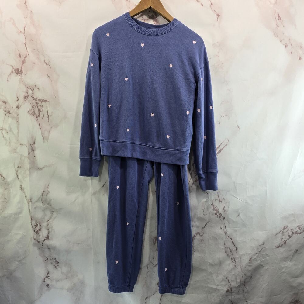 Rails Sweatpants Sweatshirt Womens XS Blue Heart Embroidered Ramona Kingston